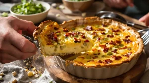 J’ai fait cette quiche sans pâte aux poireaux et lardons, simple et rapide en 5 étapes