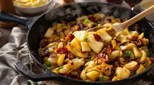 « Je la prépare en 10 minutes » : ma poêlée poireaux-pommes-lardons ultra simple pour toute la famille